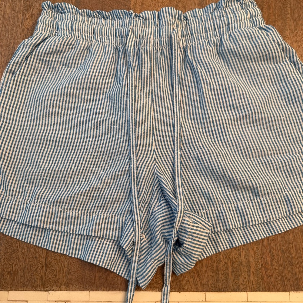 LOFT Linen Blend Blue Striped Two-Piece Set (XS Petite) - Picture 3 of 11
